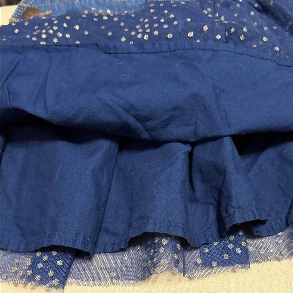 OshKosh B'gosh Blue Denim Skirtall with Tulle & Glitter Sparkles, Size 4T